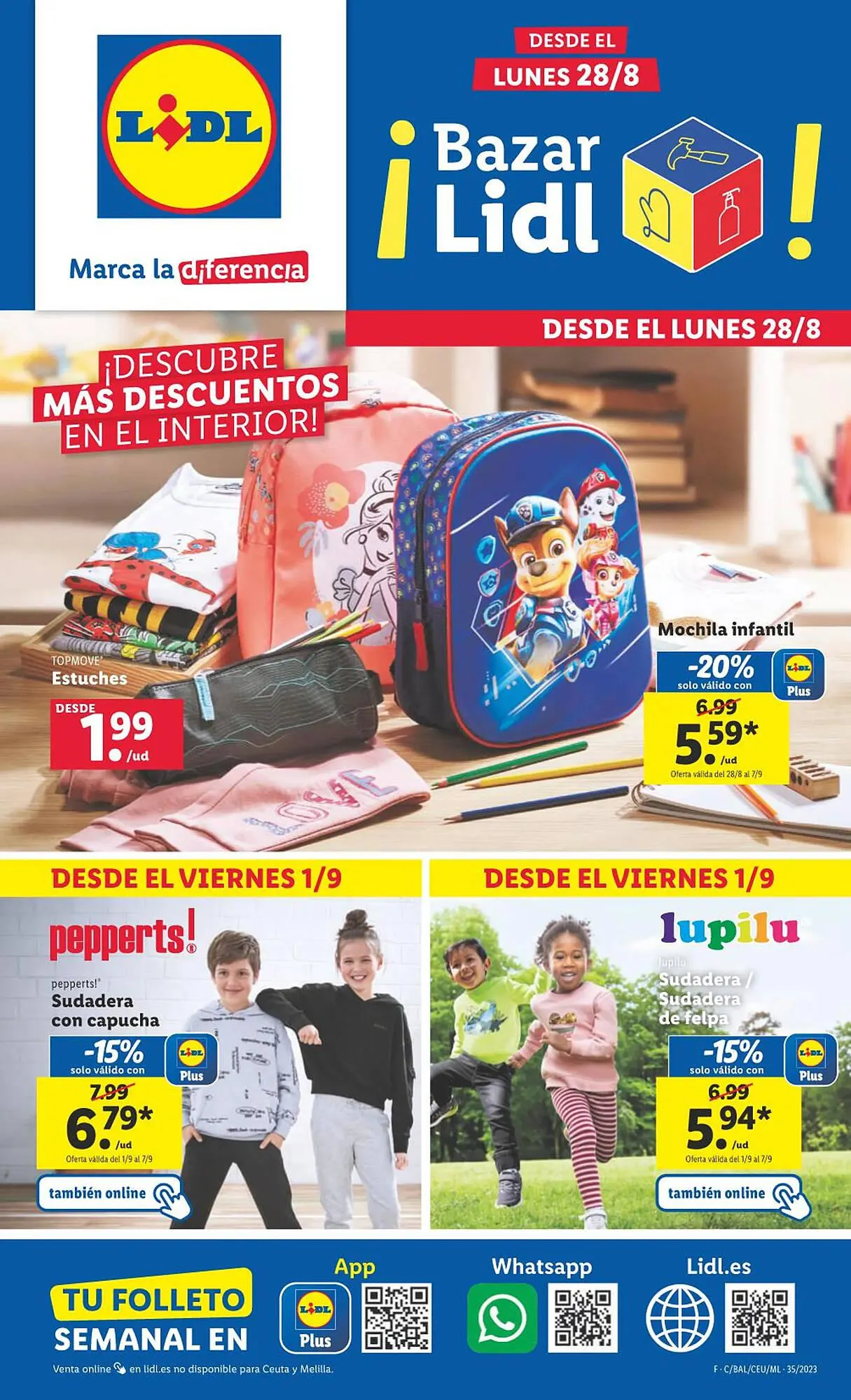 Catálogo de Folleto Lidl 28 de agosto al 4 de septiembre 2023 - Página 1