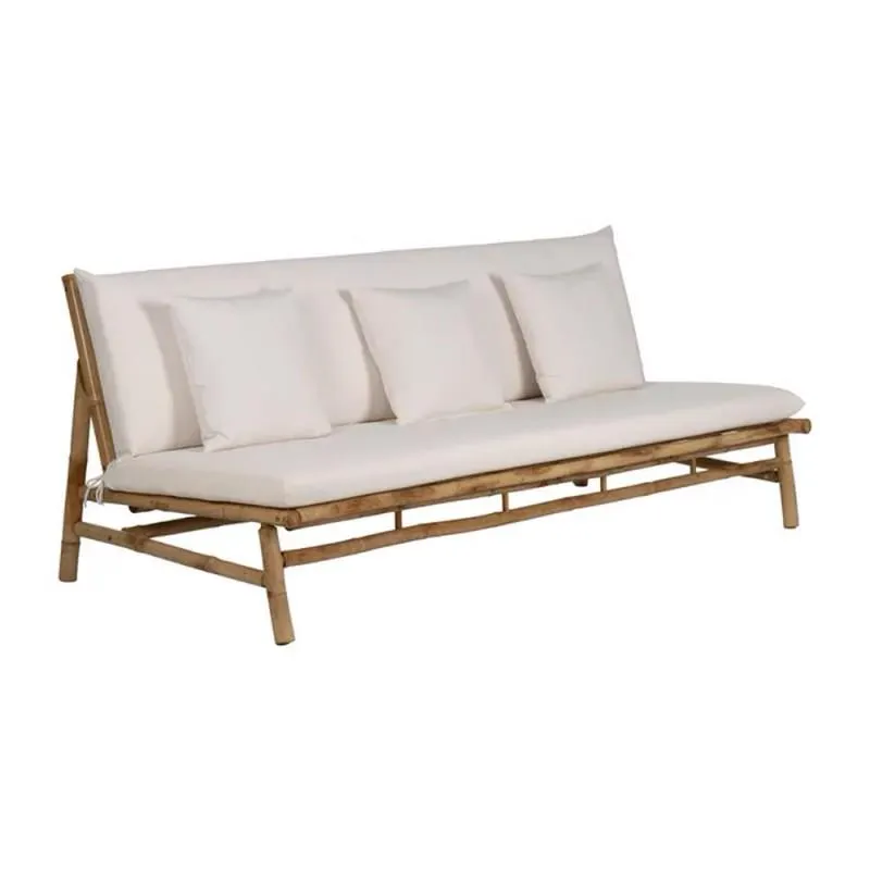 3-seater outdoor sofa bamboo 200cm, white