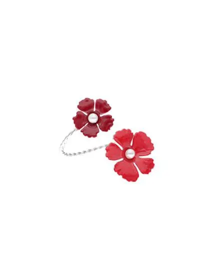 Pulsera Santorini de flores granate ajustable en plata