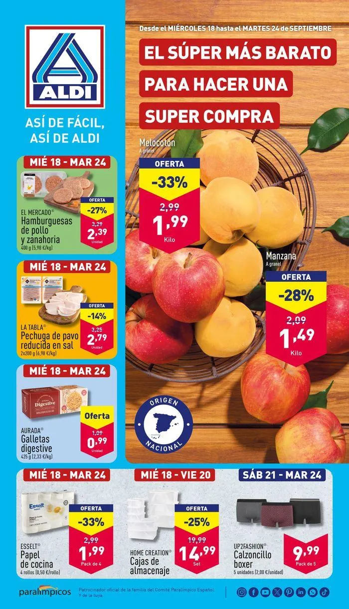 Catálogo de ¡Así de fácil, así de Aldi! 18 de septiembre al 24 de septiembre 2024 - Página 1