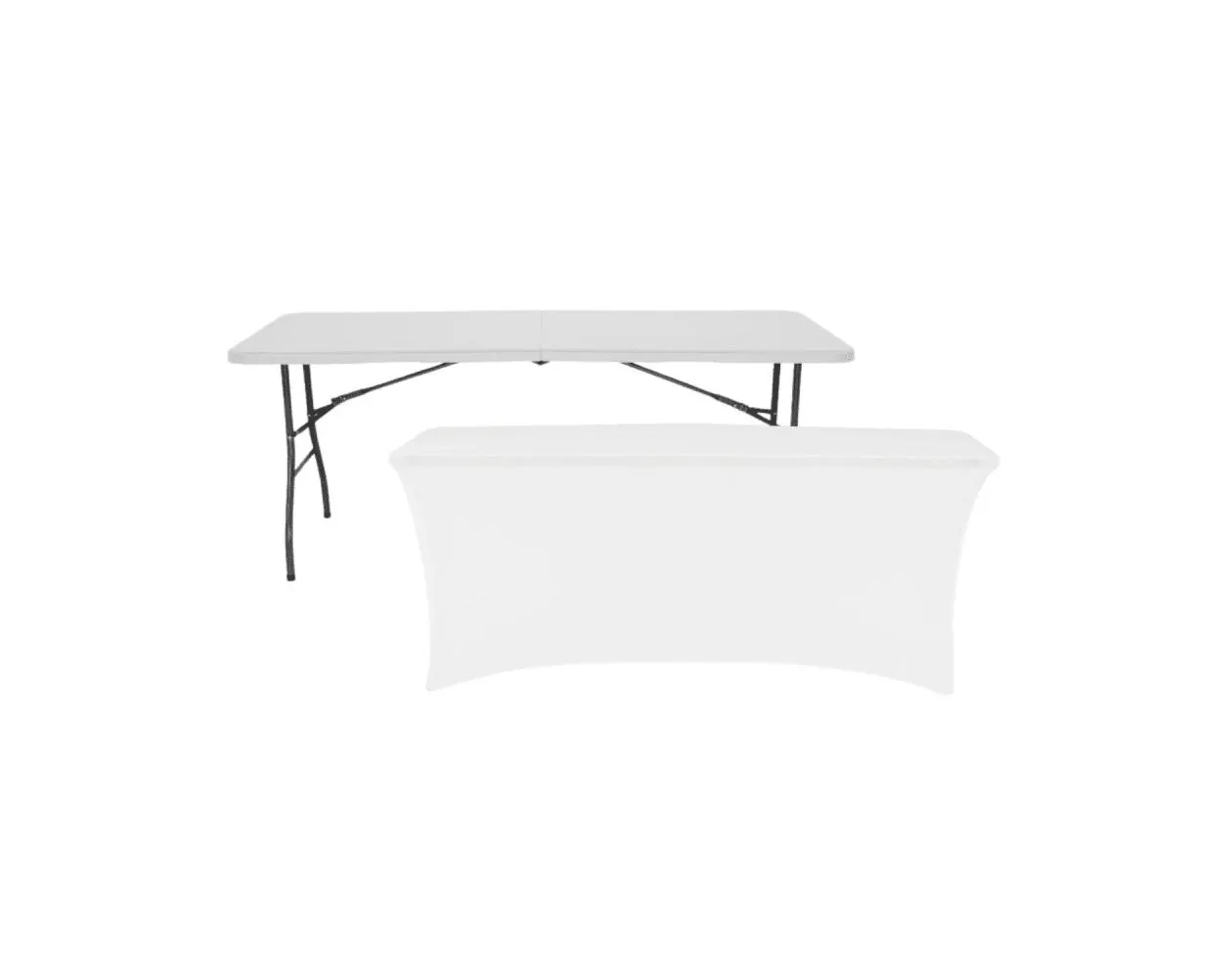 Mesa plegable 240cm blanca + funda catering 7house