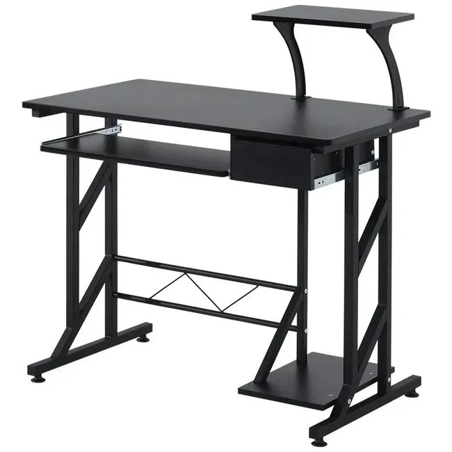 Mesa de Ordenador HOMCOM Metal, MDF Negro 90x50x100 cm 920-018BK