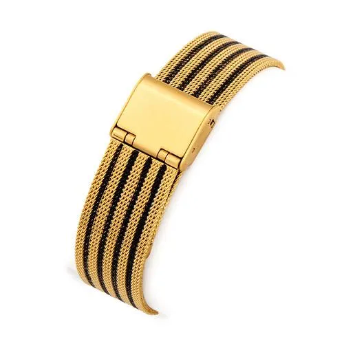 Reloj rayas dorado y negro mujer