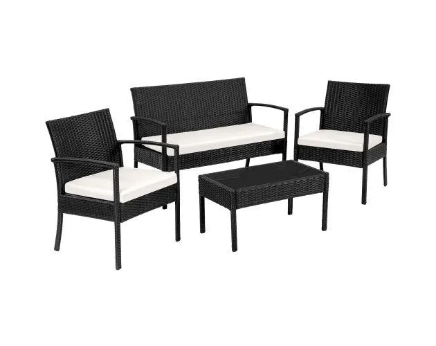 Conjunto de ratán esparta 3+1, negro