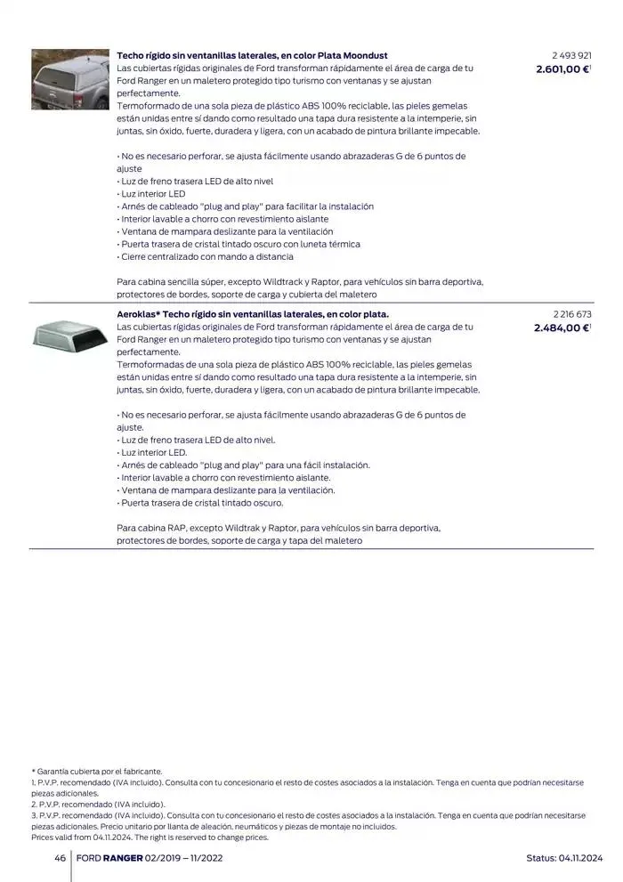 Catálogo de Ford de accesorios Ford Ranger 13 de noviembre al 13 de noviembre 2025 - Página 46
