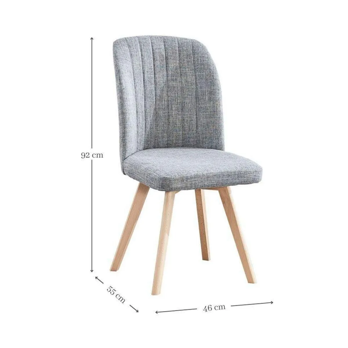 Silla de comedor Lane tapizada patas madera 92x46x55 cm