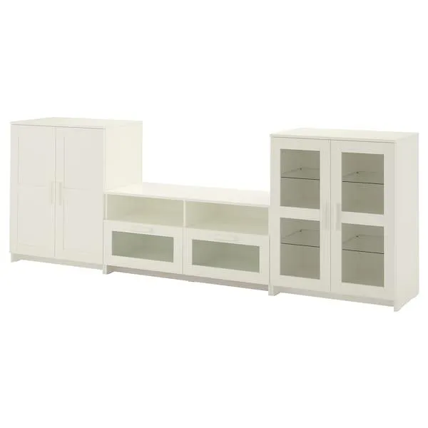 Mueble TV puertas vidrio, blanco,