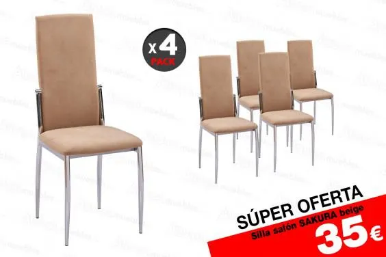 Pack 4 sillas salón SAKURA CZ Beige