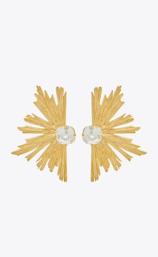 pendientes en forma de amanecer de metal con cristales