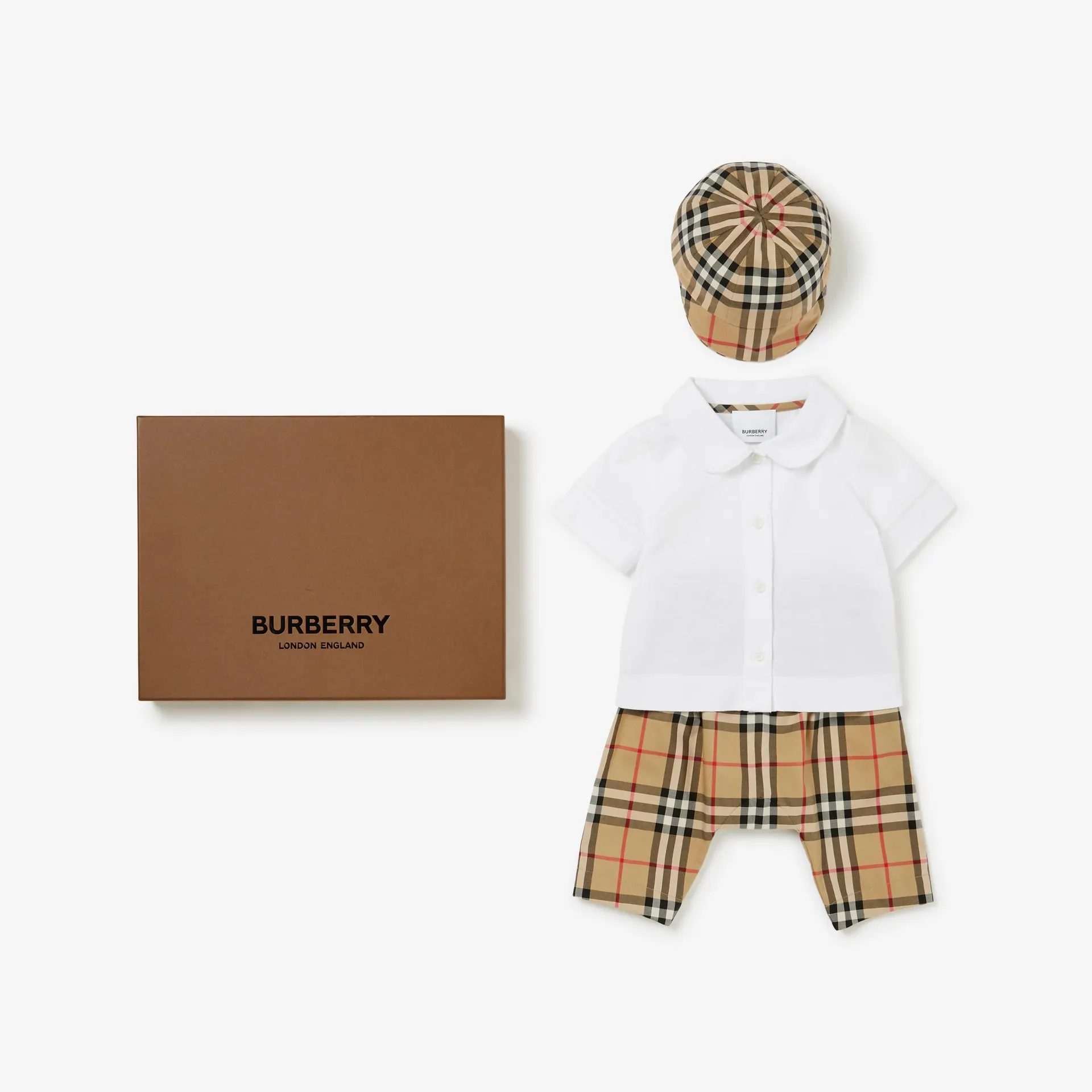 Conjunto de regalo de tres piezas en algodón Check