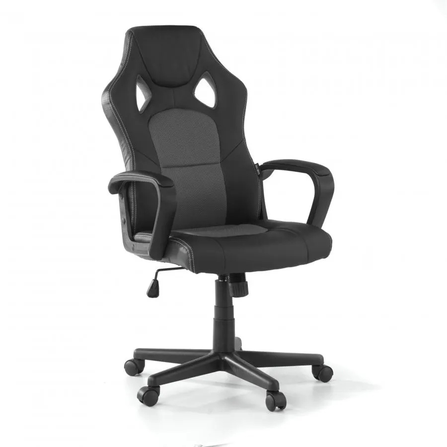 Silla Gamer Montmelo, Mecanismo Basculante, diseño deportivo - Gris