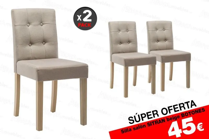 2 sillas salón SITRAN Beige 45€ /u.