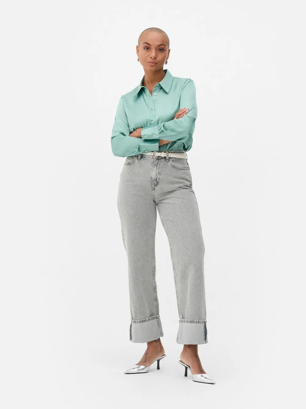Camicia a maniche lunghe in raso