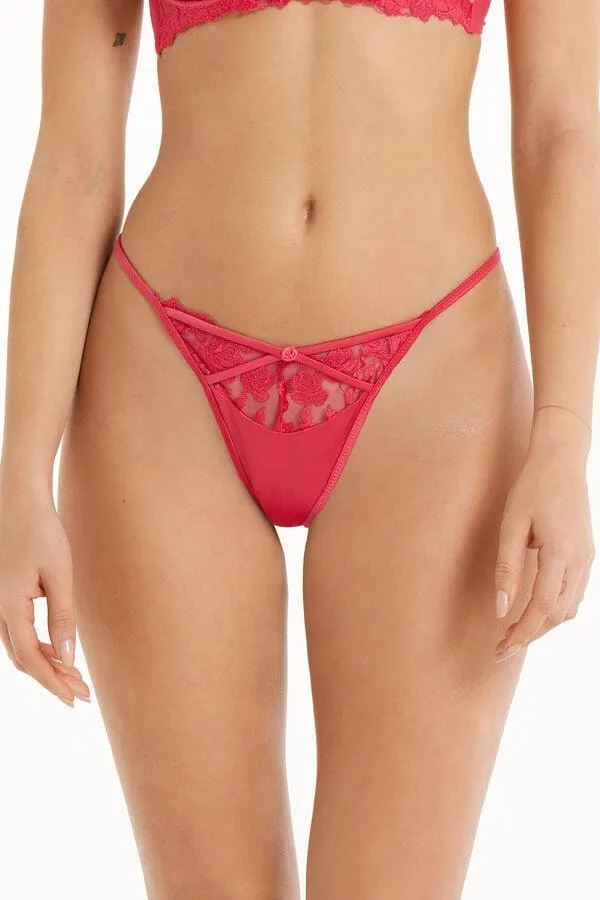 Tanga con Pernera Alta y Tiras Laterales Finas Red Passion Lace