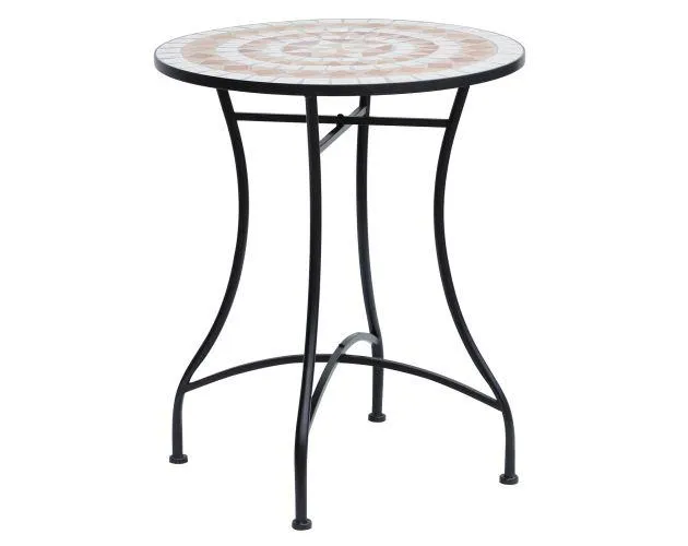 Mesa de jardín ø60x71 cm metal y cerámica Outsunny