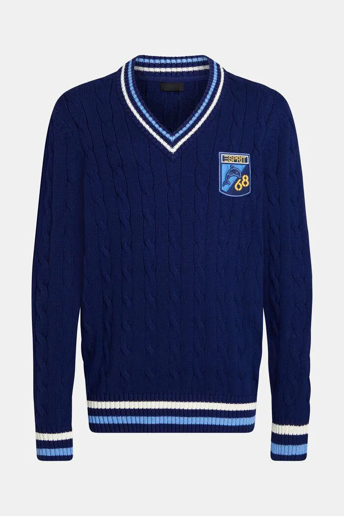 Jersey de punto trenzado con logotipo aplicado