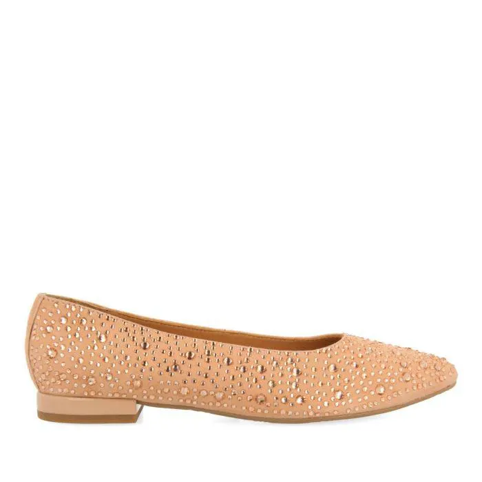 Kannus women's rose gold ballet flats with rhinestones