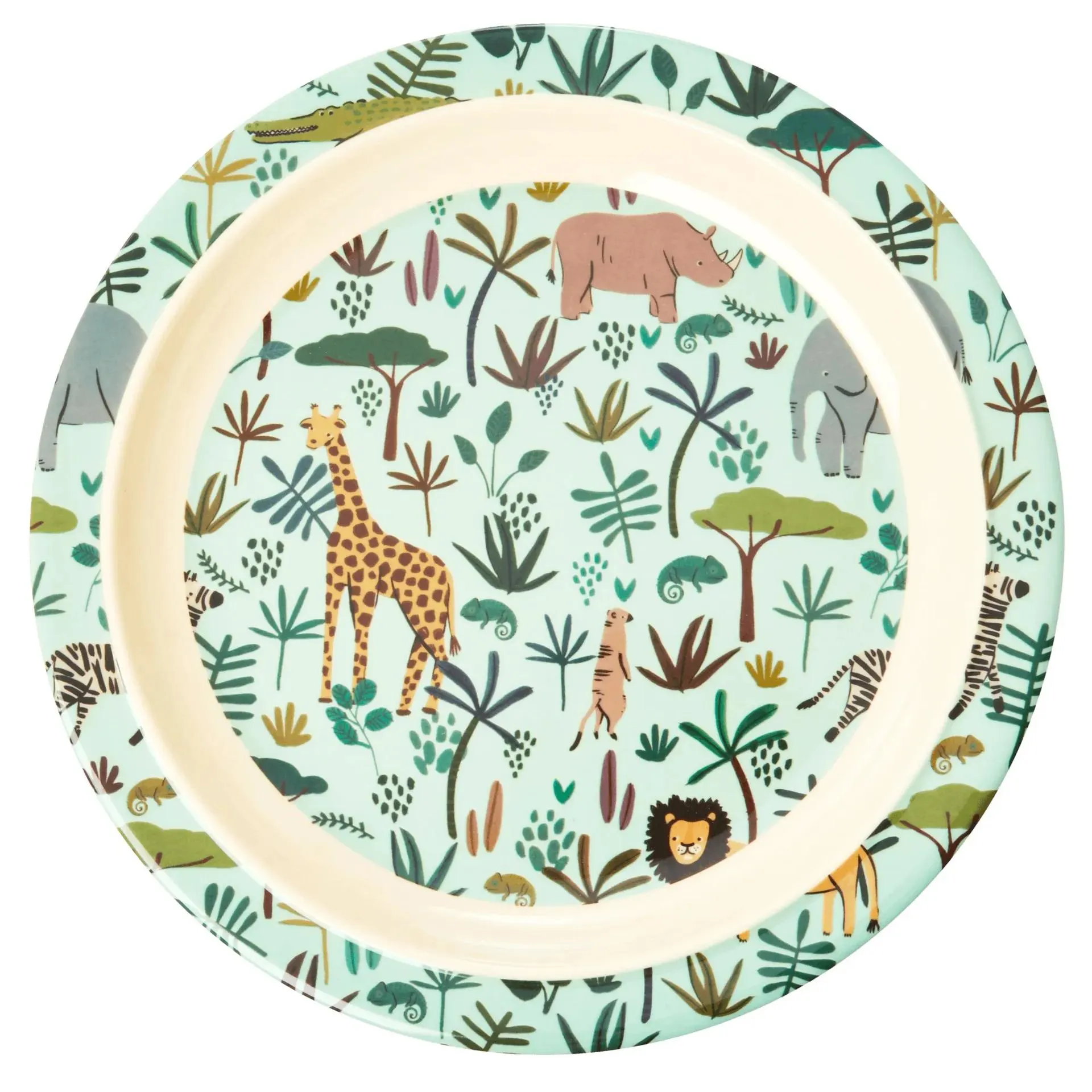 Plato para niños Rice Jungle animals Green-multi