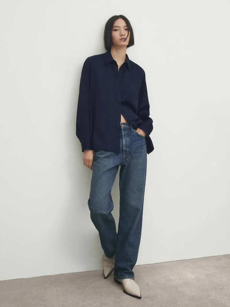 Camisa satinada aberturas