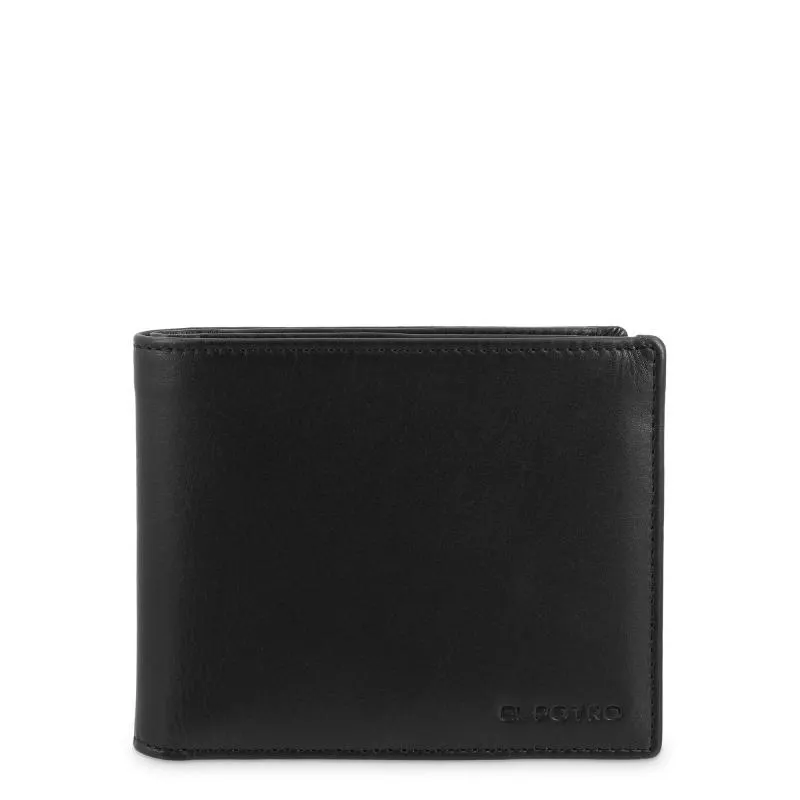 Cartera tarjetero grande de hombre con piel vacuno color negro- Boston