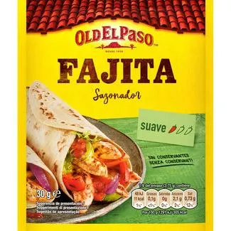 OLD EL PASO sazonador para fajitas suave sobre 30 g