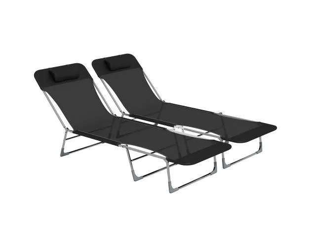 Tumbonas plegables acero, textilene 182x56x24.5 cm Outsunny