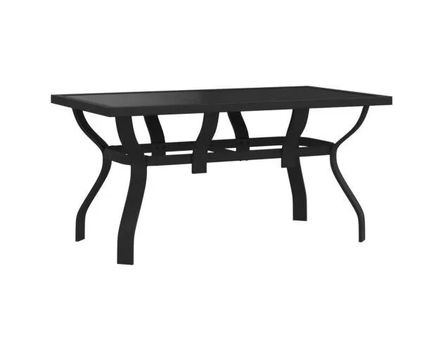 vidaXL mesa de jardín acero y vidrio negra 140x70x70 cm