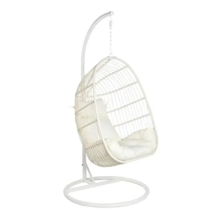 Sillón de Ratán Sintético Colgante con Base Color Blanco MB-201968