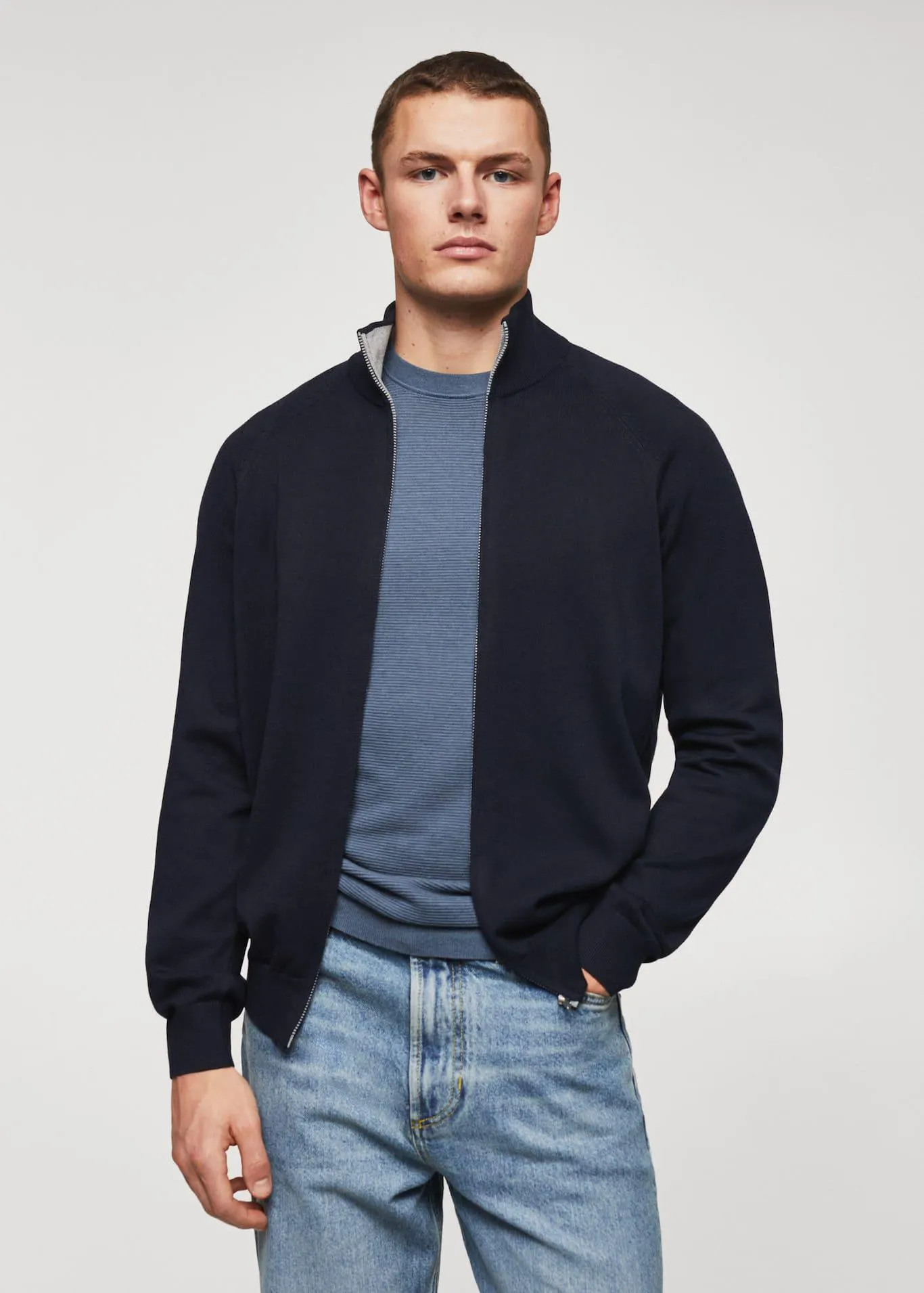 Pamut kardigán cipzárral