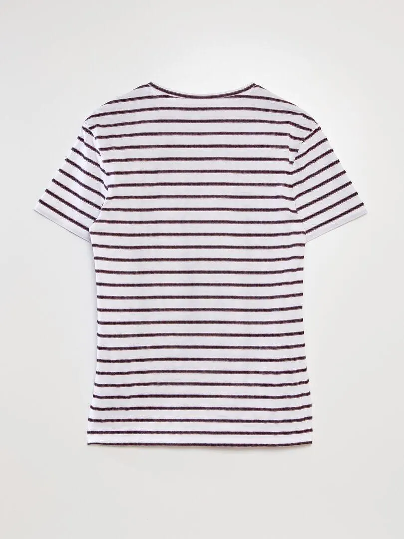 Camiseta con estampado de rayas - BLANCO