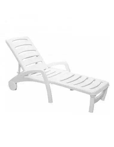 Tumbona Ibiza Blanca Con Ruedas Resina Resol