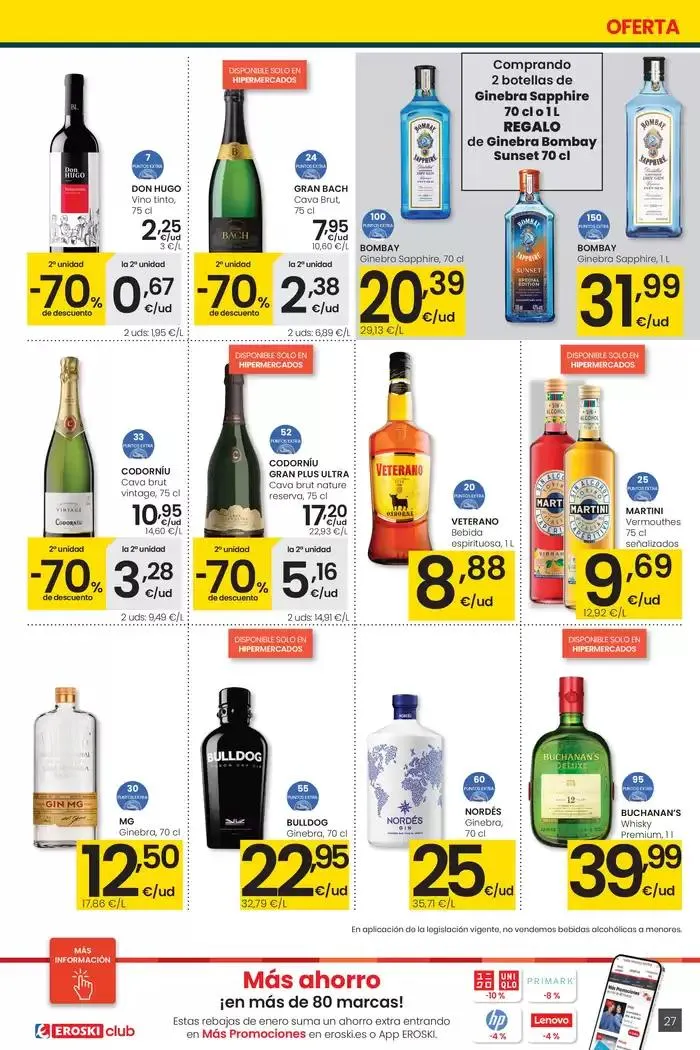 Catálogo de Más de 2000 productos, SIEMPRE A BUEN PRECIO HIPERMERCADOS EROSKI 4 de enero al 14 de enero 2025 - Página 27