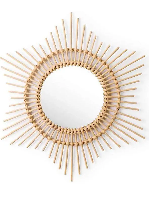 Espejo de pared hexagonal de ratán