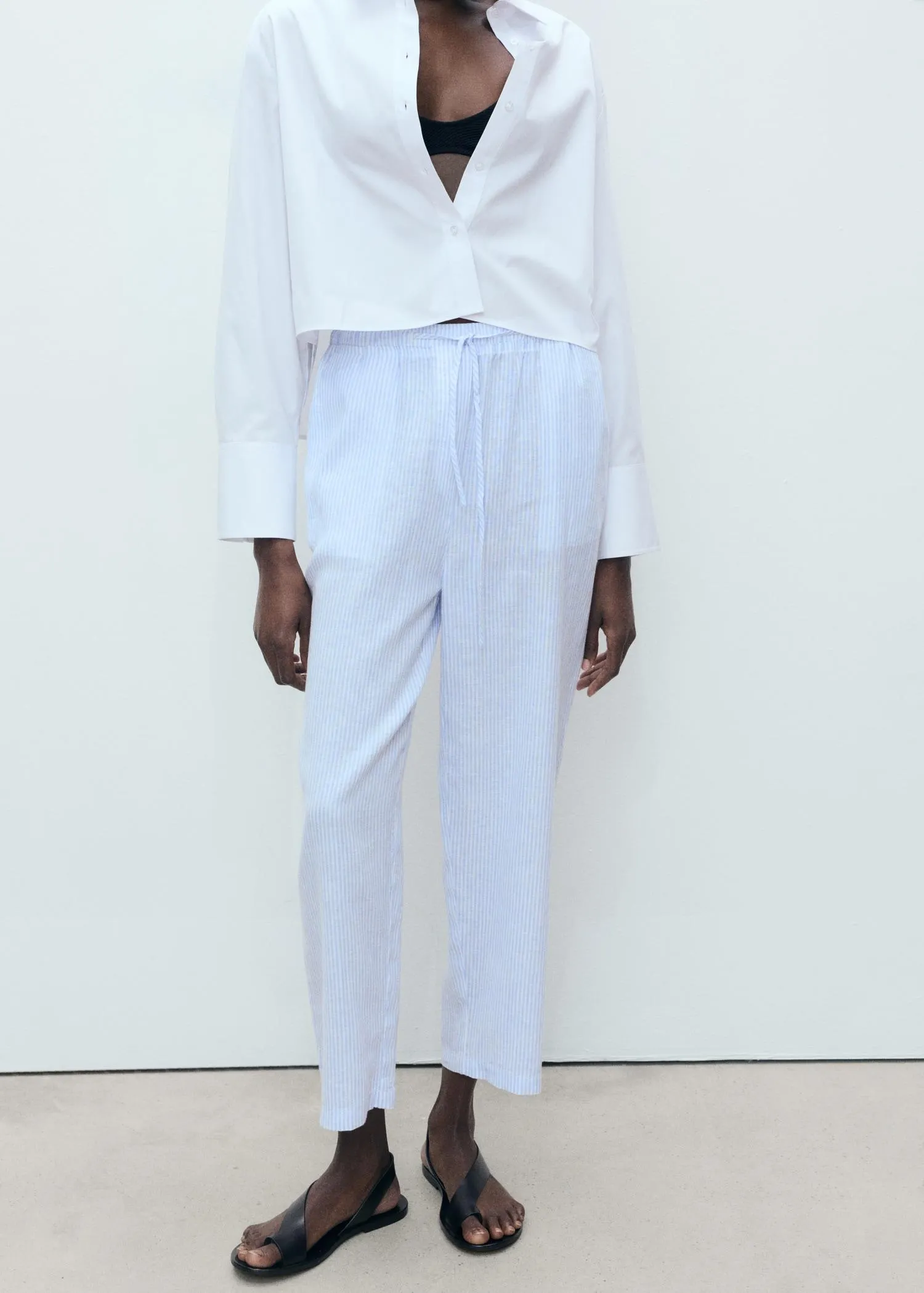 Pantalón recto lino