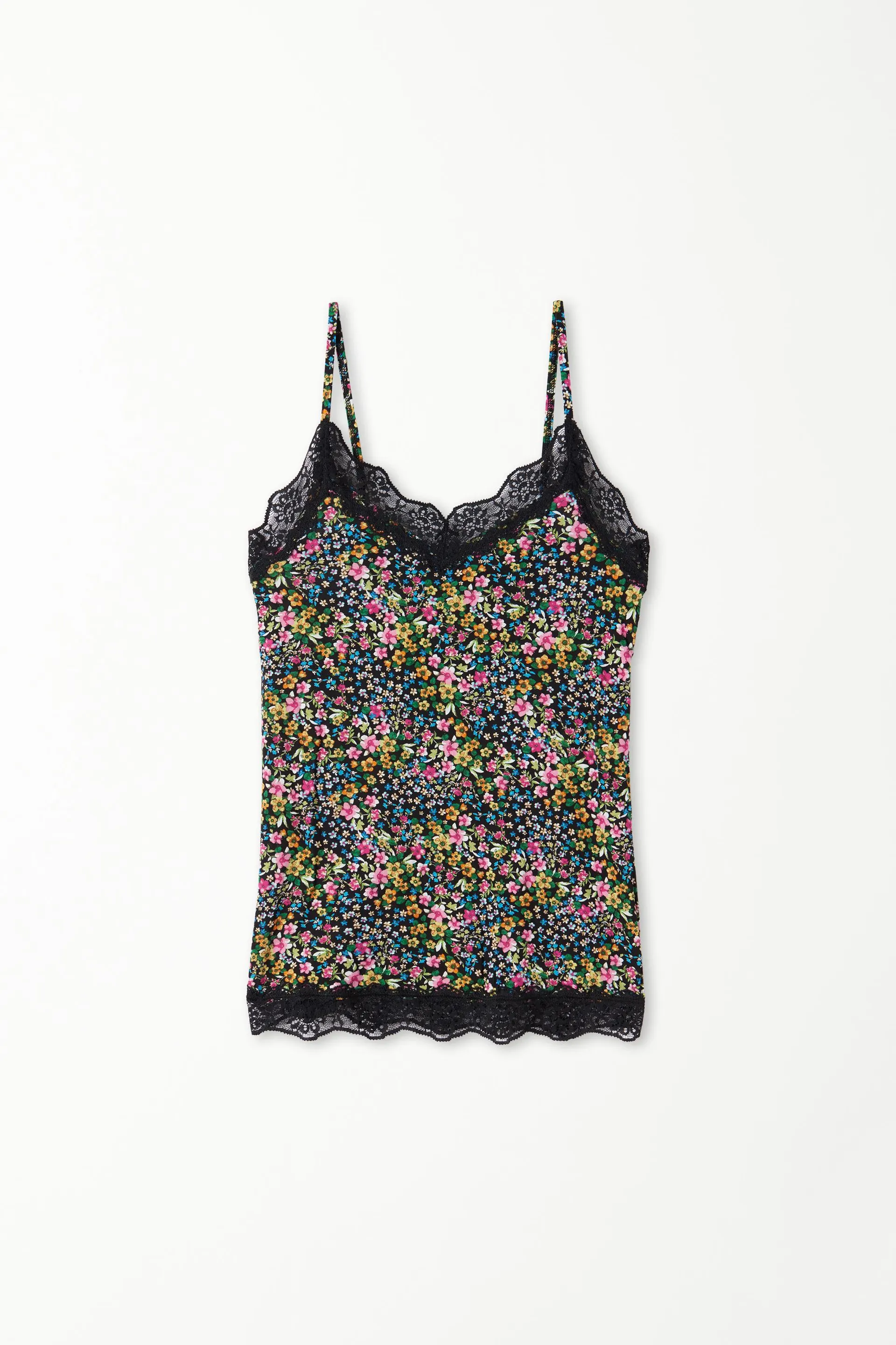 Camiseta de Tirantes con Escote de Pico y Encaje