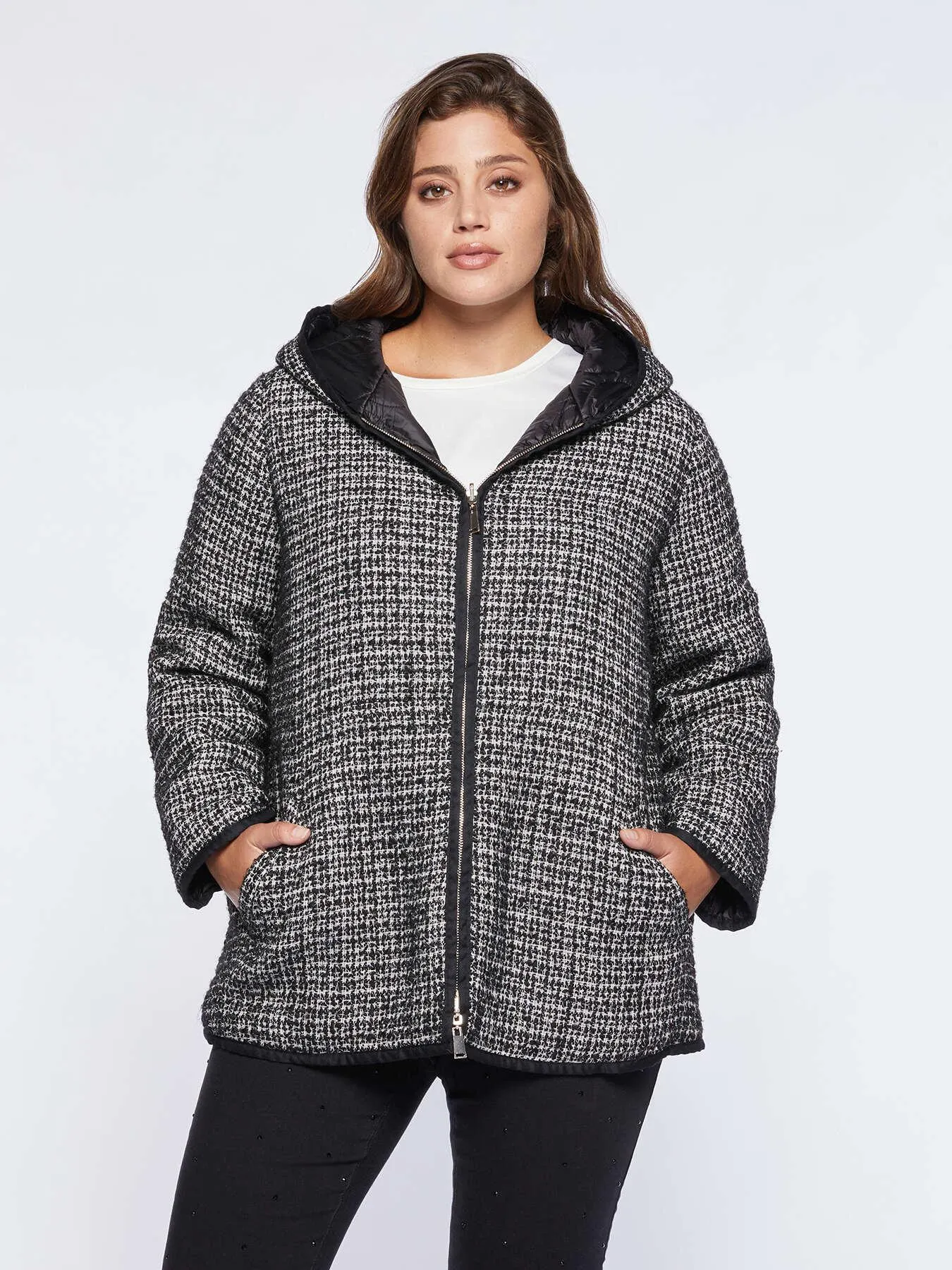 Plumífero reversible de tejido y nailon