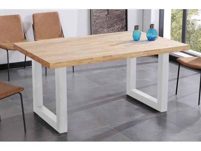 Mesa comedor fija de 160 cm color roble nordish-blanco