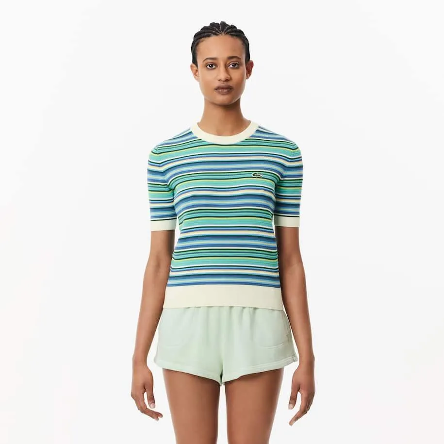 Jersey de algodón de manga corta con motivo de rayas