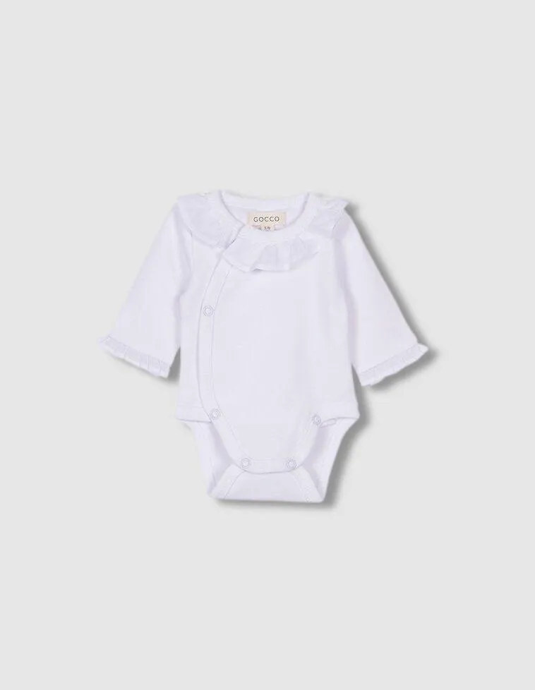 Body con cuello volante blanco