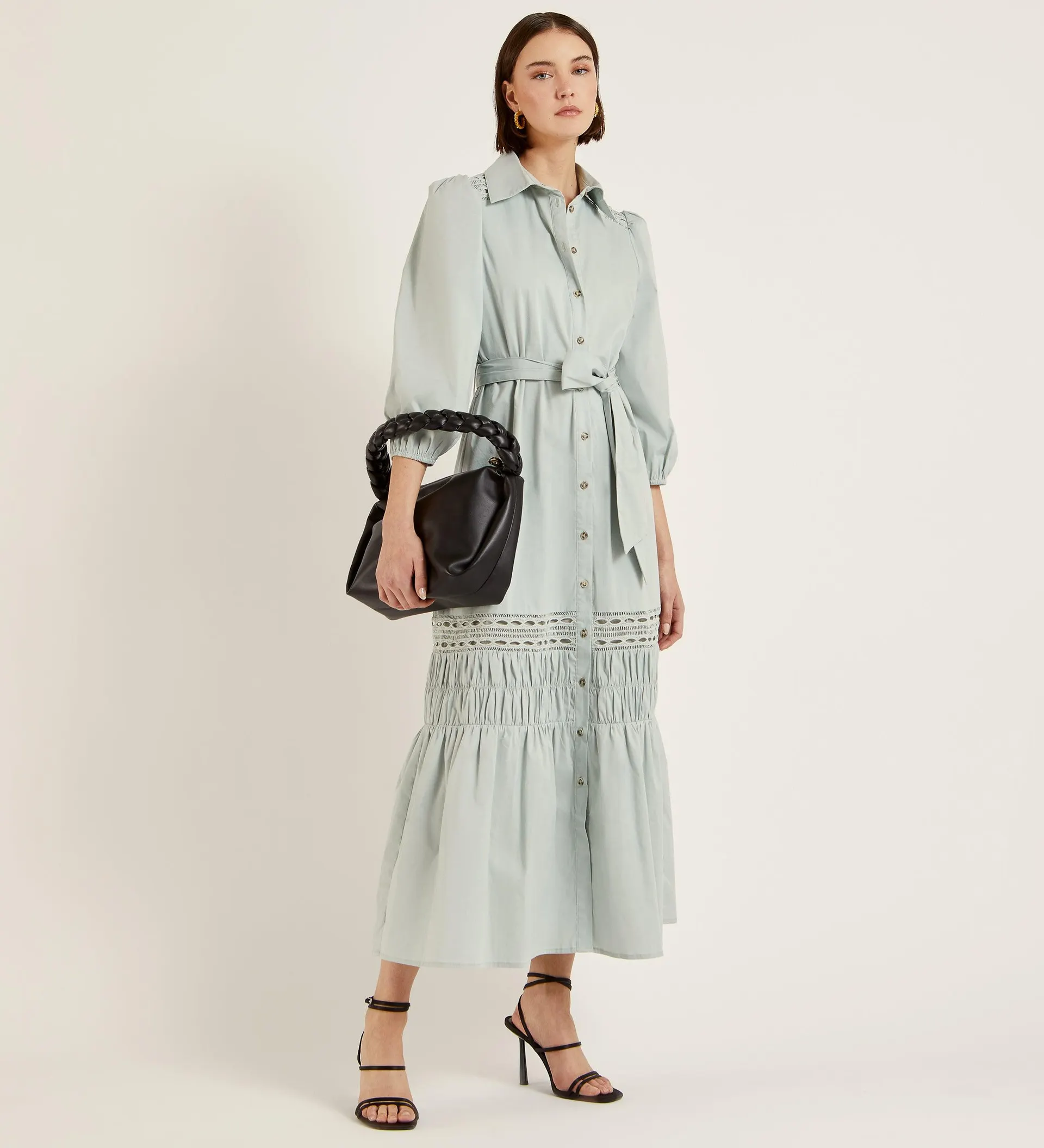 Vestido camisero largo algodon