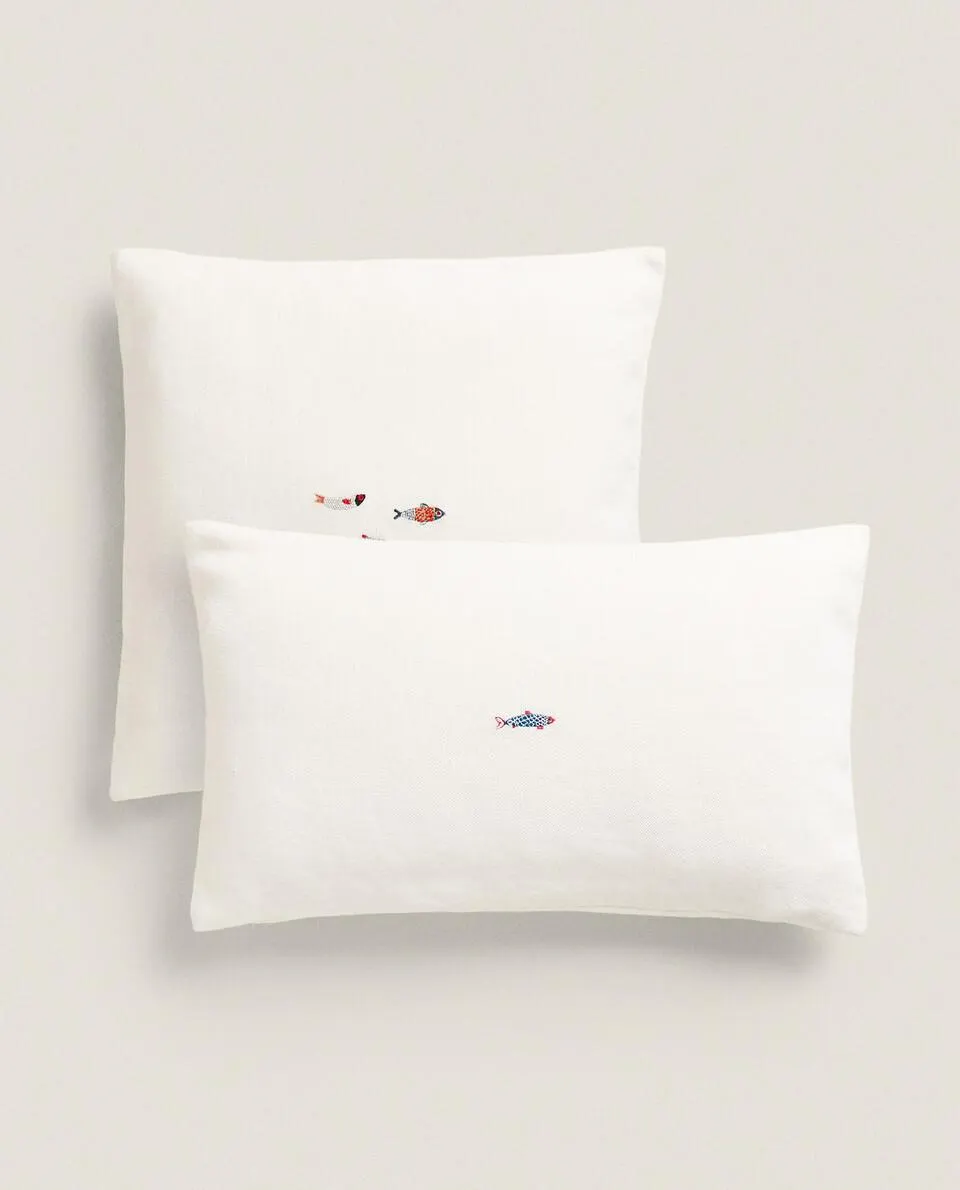 FUNDA COJÍN BORDADO PEZ