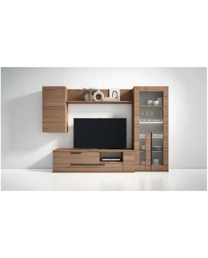 Mueble de comedor con vitrina en color noce sabi en Nattex