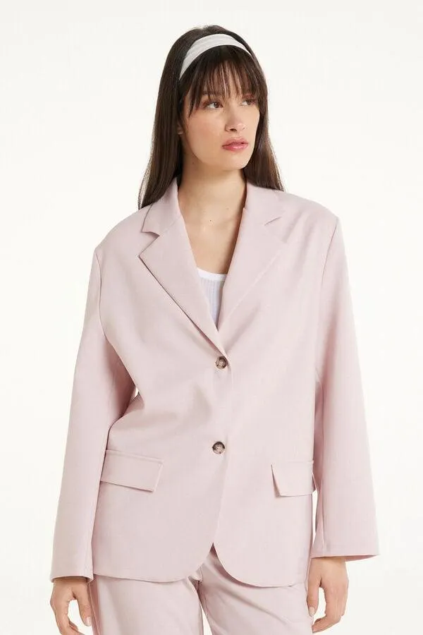 Blazer de Manga Larga de Tela Oversize