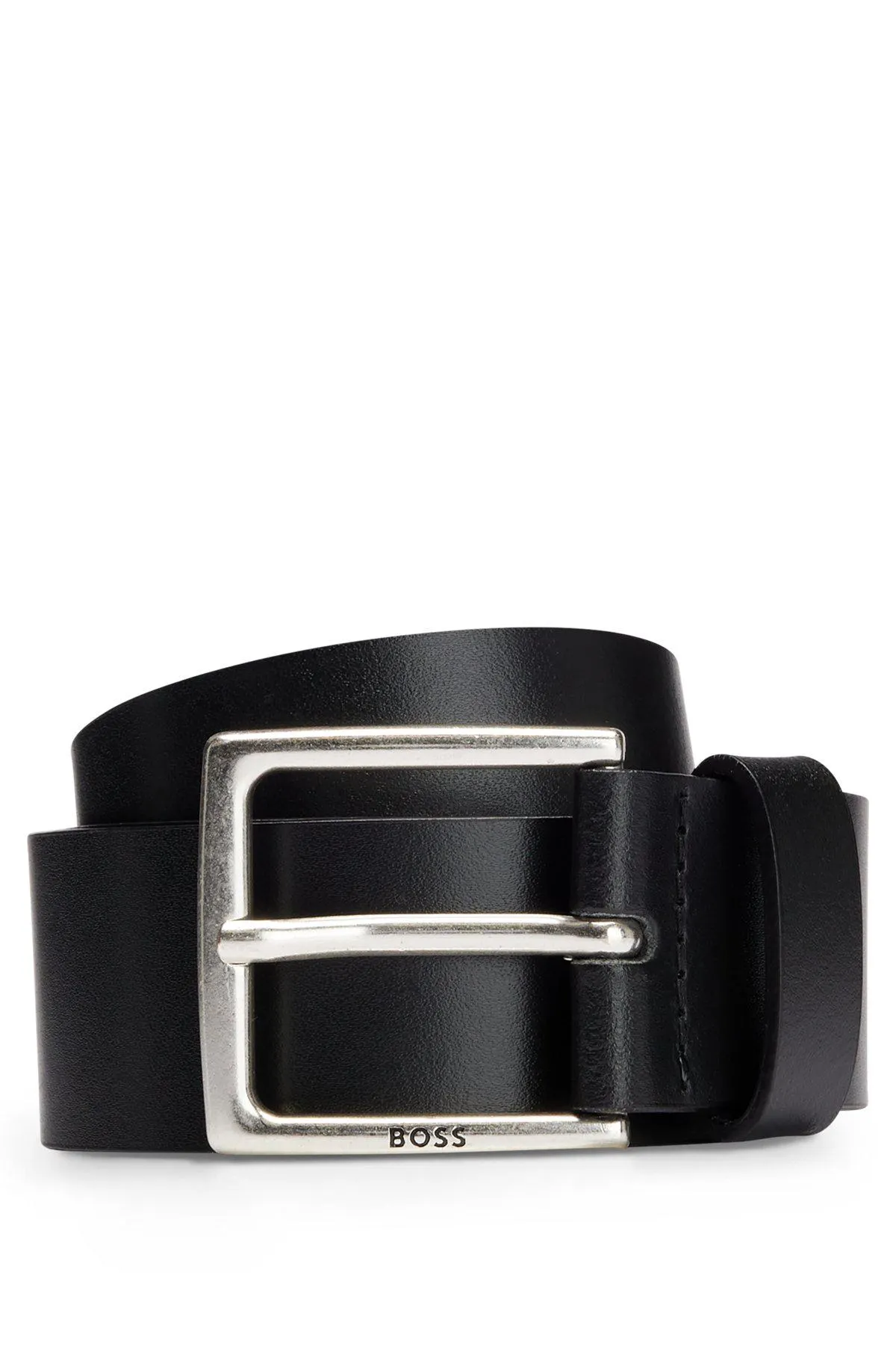 Cinturón de piel italiana con herrajes de efecto metal antiguo