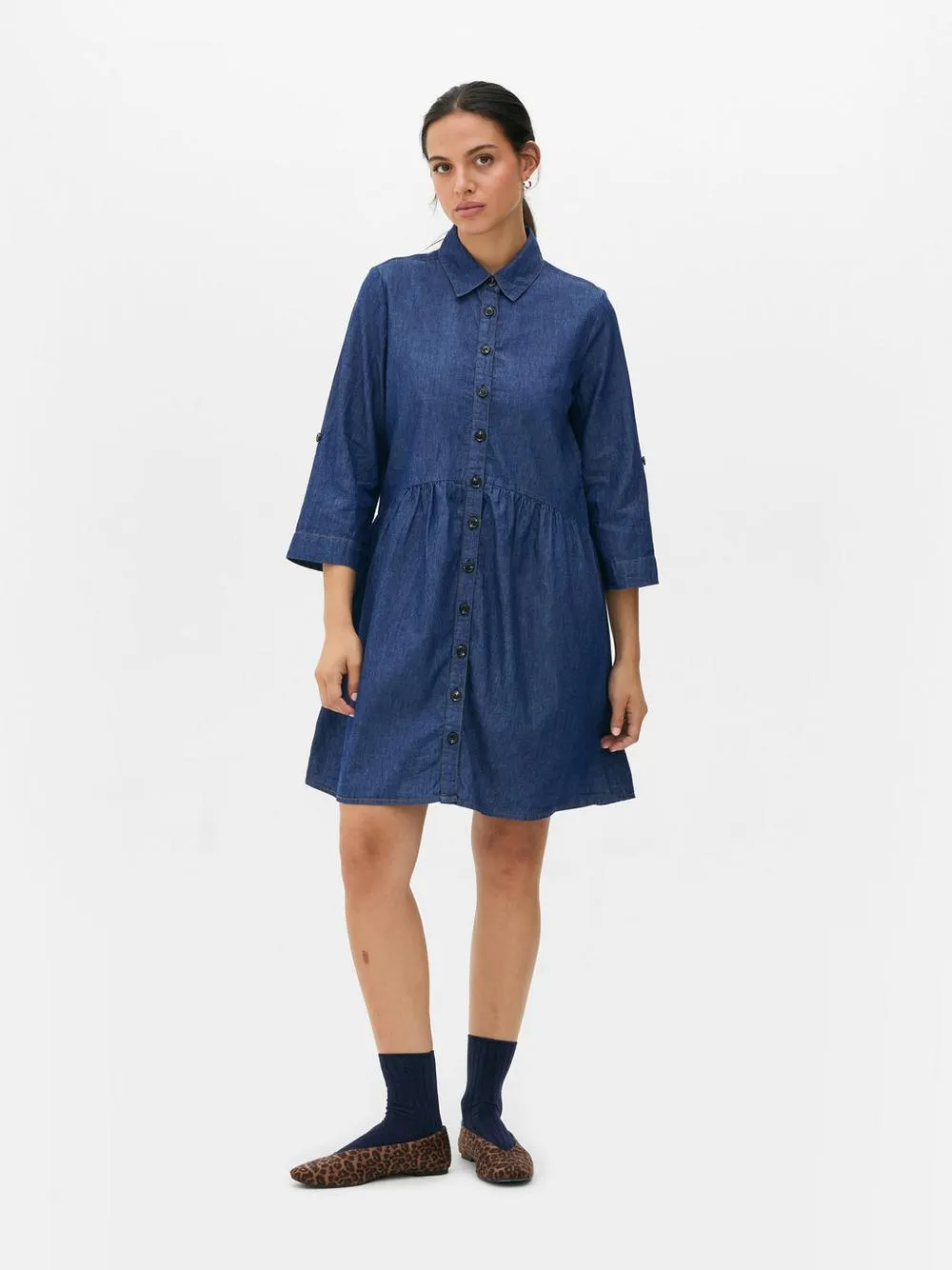 Mini-Blusenkleid aus Chambray