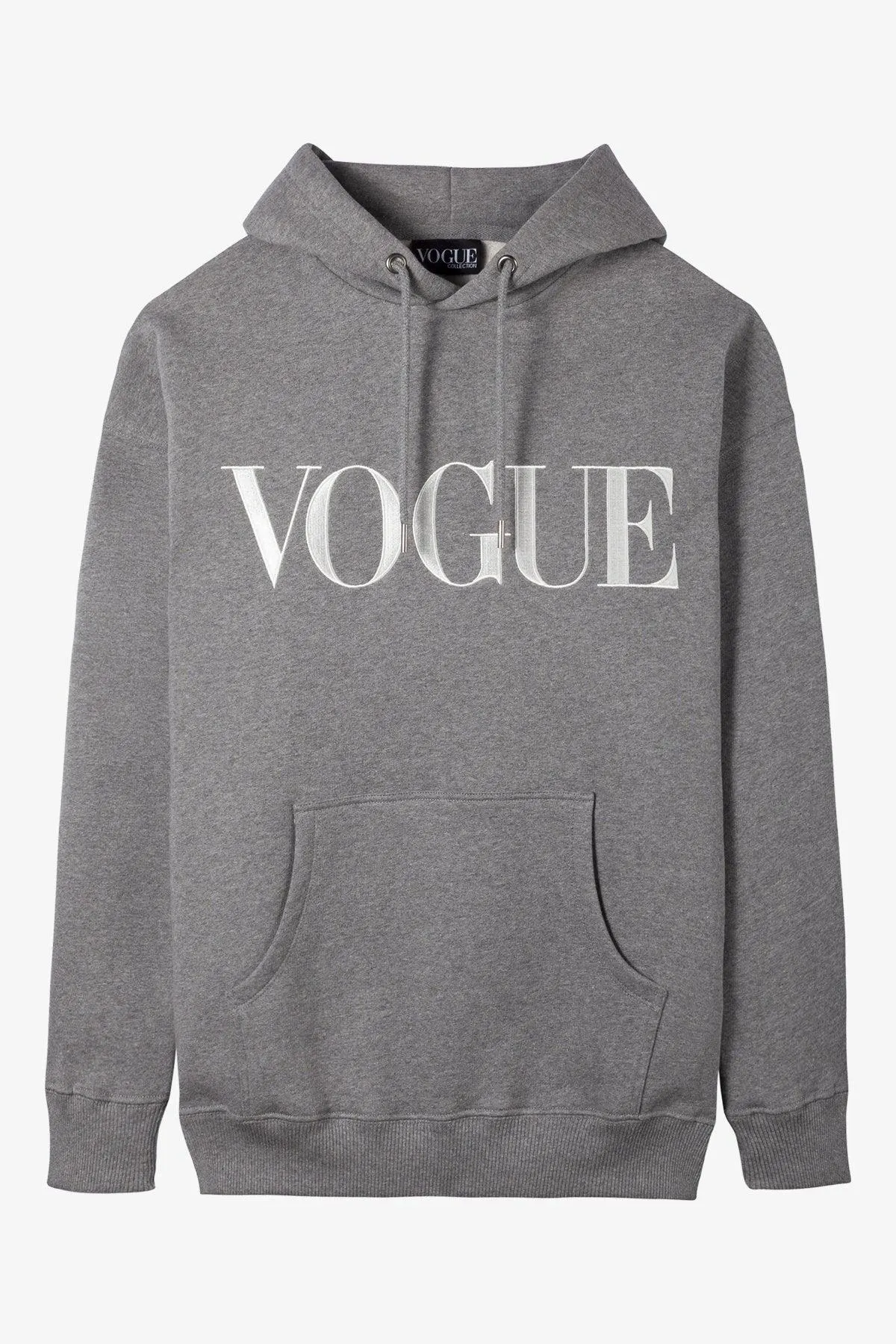 Sudadera VOGUE Hoodie Gris con logo blanco bordado