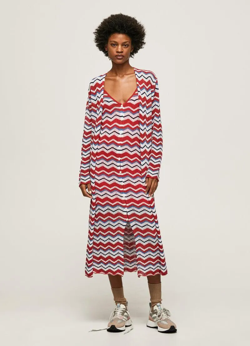 CARDIGAN LARGO ESTAMPADO ZIG-ZAG