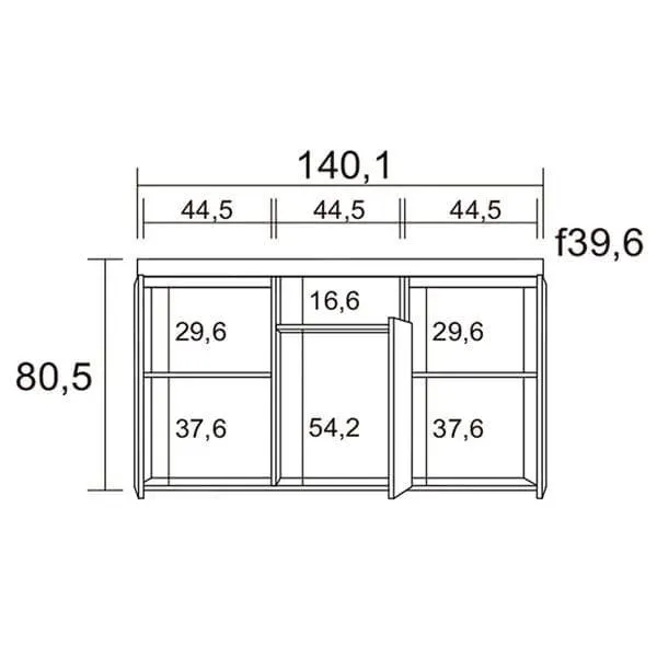 Aparador Elis 3 puertas+1 hueco blanco mate/naturale 80,5x140,1x39,6cm
