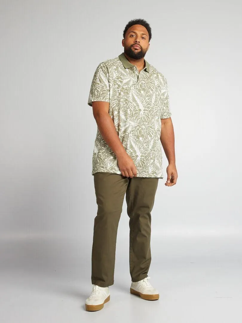 Polo con estampado floral - KAKI
