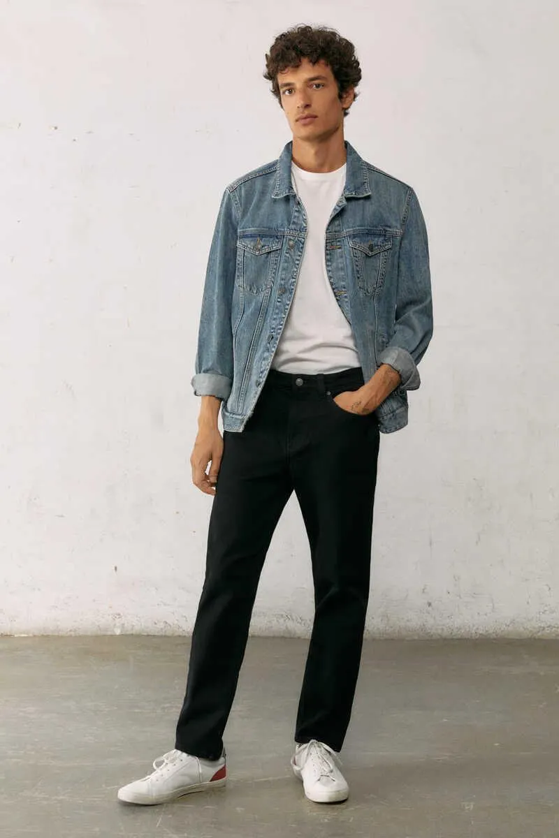 Jeans comfort slim crop negro